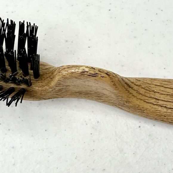 VTG Goody Faux Wood Grain Pattern Hair BRUSH Nylon Bristles Thumb Grip Handle - Picture 4 of 9